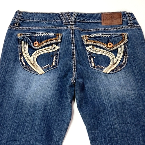 ARIYA JEANS ♡ Sweet 'n Sexy Embellished Bling Stretchy Flared Blue Jeans 11|12 - Picture 8 of 17